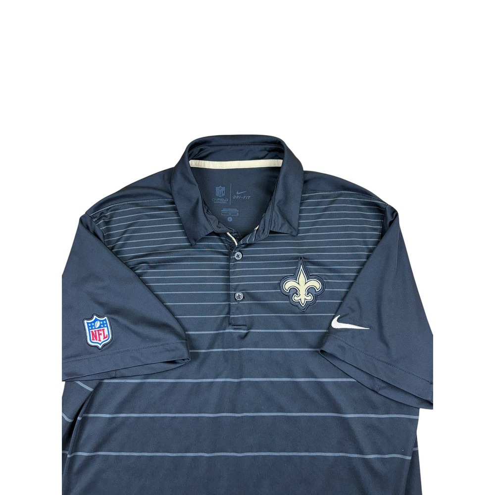 Nike Mens New Orleans Saints NFL Onfield Dri-FIT Striped Polo Shirt Black Large